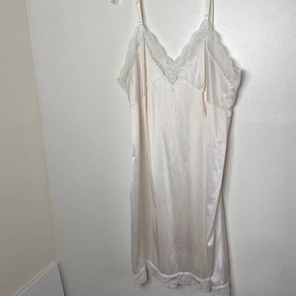 Vintage White Slip Dress with Lace size 14B - Picture 1 of 11